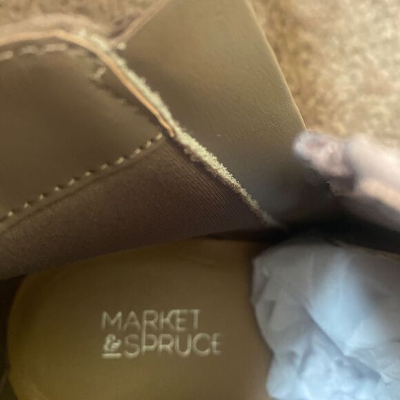 Market and Spruc Stylish Taupe Ankle Boots Wedge Heel BuckleBooties. NWOT - Picture 6 of 8